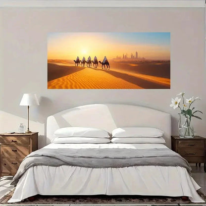Desert Sunset Camel Wall Art Canvas Office Home Room Framed 120x60cm