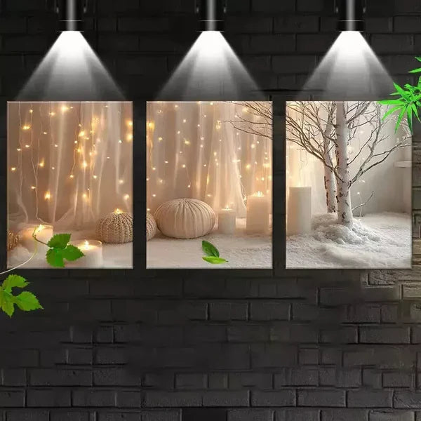 3pcs Modern Minimalist Soft lights & Candles Wall Art Set Canvas Framed 60x90cm - High Quality Print 100% Australian Made Wall Canvas Ready to Hang - Bella Home Decor