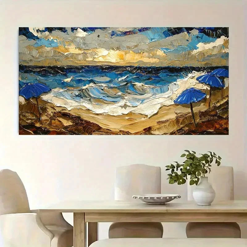 Vibrant Sunset & Ocean View Wall Art Canvas Office Home Room Framed 120x60cm