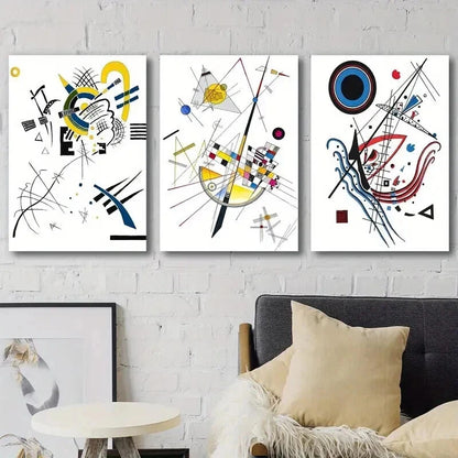 3pcs Wassily Kandinsky Geometric Perfect Wall Art Set Canvas Framed 50x70cm - High Quality Print 100% Australian Made Wall Canvas Ready to Hang - Bella Home Decor