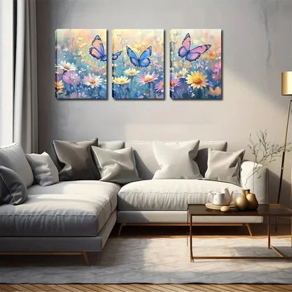 3pcs Three Gorgeous Butterflies Perfect Wall Art Canvas Unframed - High Quality Print 100% Australian Made Wall Canvas - Bella Home Decor