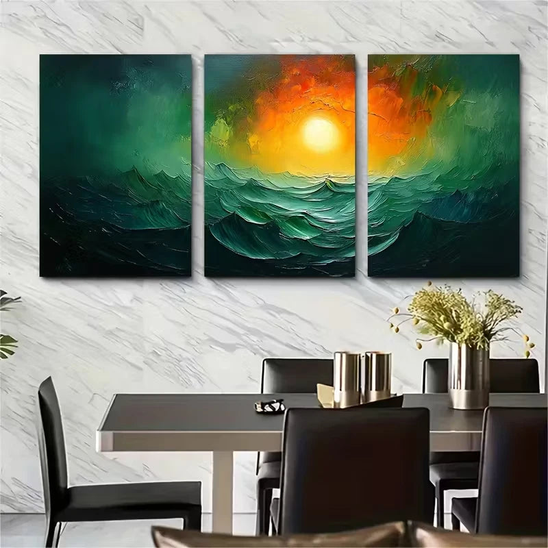 3pcs Large Abstract Oil Painting Metal Print Ready to Hang Art