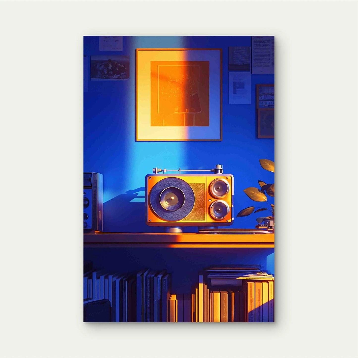 Illustration Of Retro Radio Device 60x90cm Metal Print Ready to Hang