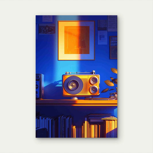 Illustration Of Retro Radio Device 60x90cm Metal Print Ready to Hang