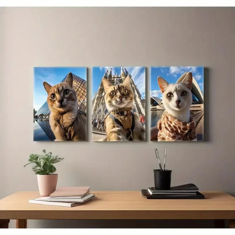 3pcs Louvre - The Sagrada Familia Pictures Metal Print Ready to Hang Art
