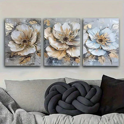 3pcs Delicate Flower Wall Art Set Canvas Unframed - High Quality Print 100% Australian Made Wall Canvas - Bella Home Decor