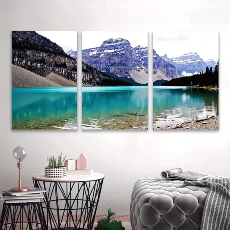 3pcs Louise in Banff National Park Ab, Canada Wall Art Set Canvas Framed 50x70cm - High Quality Print 100% Australian Made Wall Canvas Ready to Hang