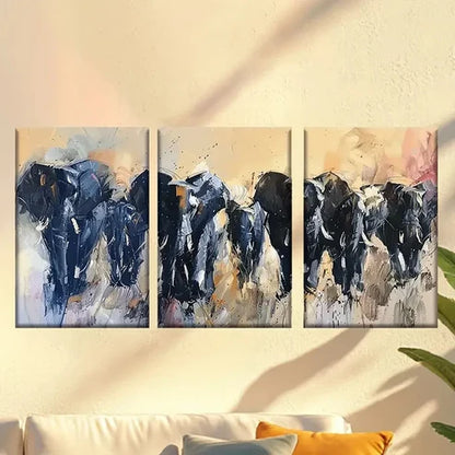 3pcs Vibrant Abstract Elephant Family Wall Art Set Canvas Unframed – High Quality Print 100% Australian Made Wall Canvas