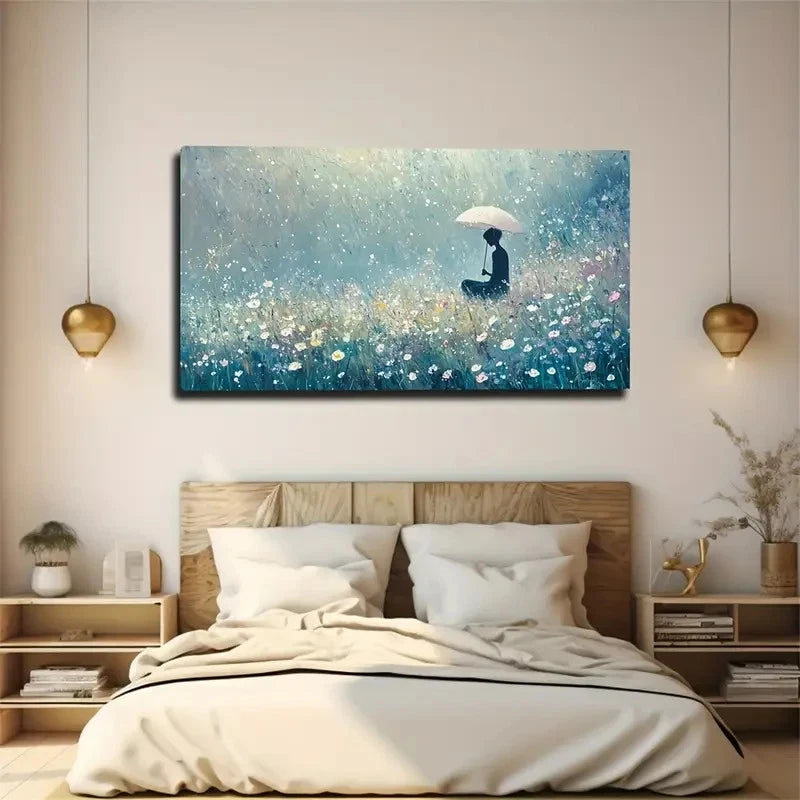 Serene Meditation Rainy Day Wall Art Canvas Office Home Room Framed 120x60cm