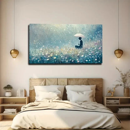 Serene Meditation Rainy Day Wall Art Canvas Office Home Room Framed 120x60cm