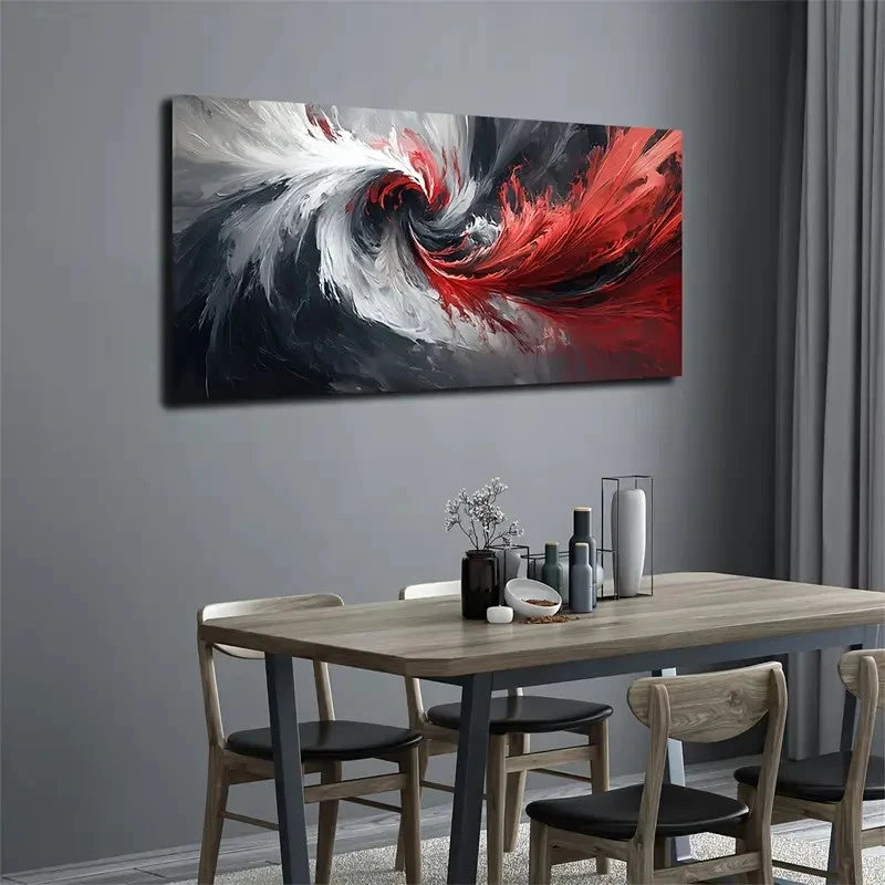 White And Black Vortex Design Wall Art canvas office home room framed 120x60cm - Bella Home Decor