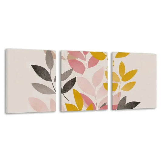 3pcs A Gentle Pattern Of Colorful Leaves Wall Art Set Canvas Framed 50x70cm - High Quality Print 100% Australian Made Wall Canvas Ready to Hang