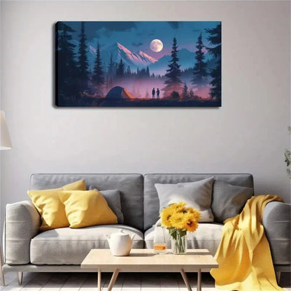 Tent Pitched On The Open Space Wall Art Canvas Office Home Room Framed 120x60cm - Bella Home Decor