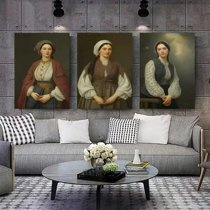 3pcs Traditional Costume Vintage   Wall Art Set Canvas Framed 60x90cm - High Quality Print 100% Australian Made Wall Canvas Ready to Hang