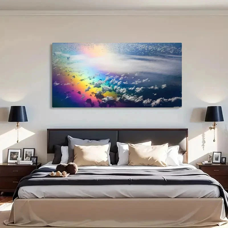 Rainbow In Clouds Classic Decor Wall Art Canvas Office Home Room Framed 120x60cm