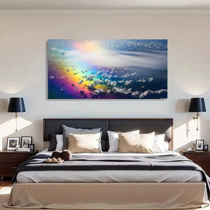 Rainbow In Clouds Classic Decor Wall Art Canvas Office Home Room Framed 120x60cm