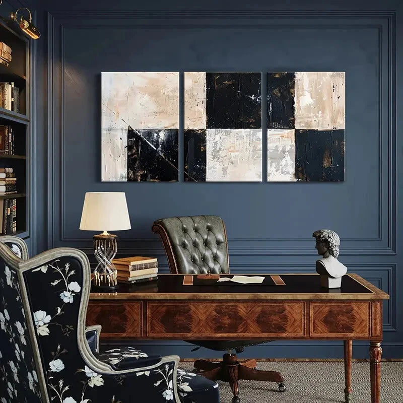 3pcs Abstract Art Modern Design Geometric Shapes Metal Print Ready to Hang Art