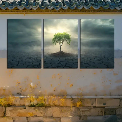 3pcs Growing Tree Dry Landscape Scene Metal Print Ready to Hang Art - Bella Home Decor