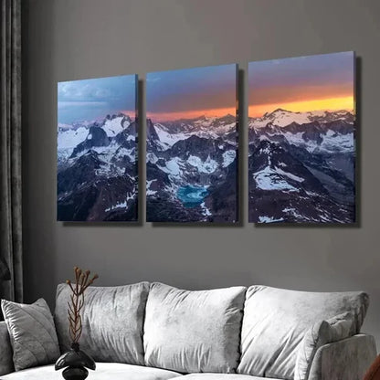 3pcs Natural Landscape with Snow Mountains Wall Art Set Canvas Unframed - High Quality Print 100% Australian Made Wall Canvas