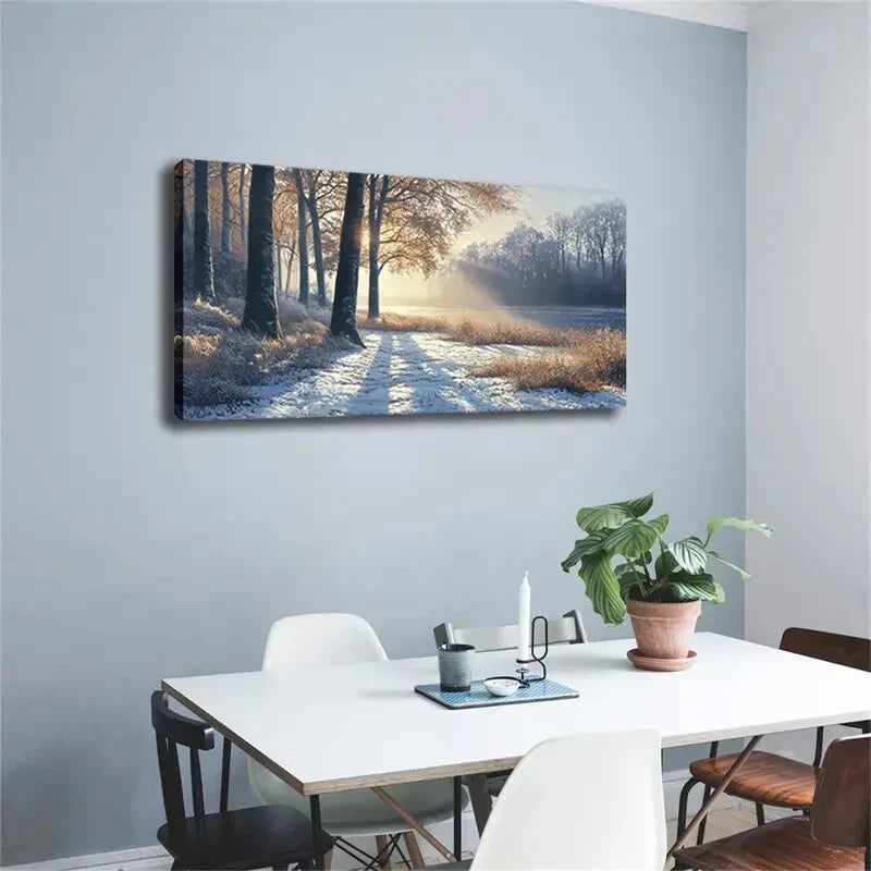 Forest Landscape Golden light Wall Art Canvas Office Home Room Framed 120x60cm - Bella Home Decor