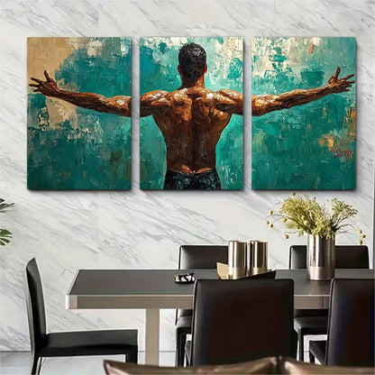 3pcs Male Art Men Body Textured Metal Print Ready to Hang Art