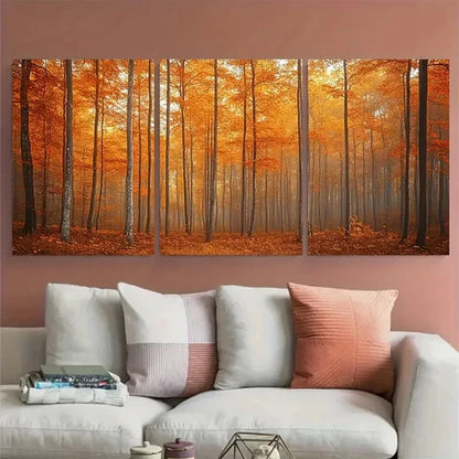 3pcs Abstract Autumn Forest Orange Brown Toned Wall Art Canvas Unframed - High Quality Print 100% Australian Made Wall Canvas - Bella Home Decor