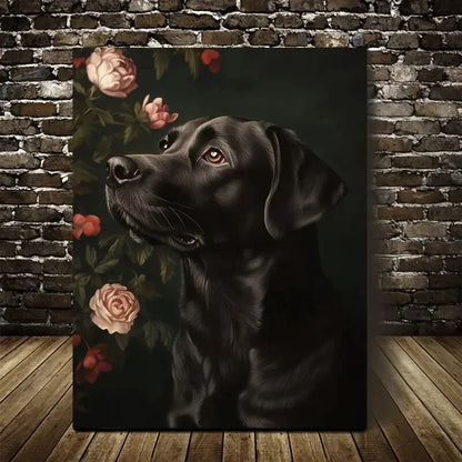 Featuring a Cute Labrador Retriever Among Painting 40x60cm Metal Print Ready to Hang - Bella Home Decor