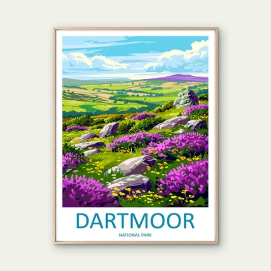 Vintage Dartmoor National Park Landscape Travel Poster Print Wall Art+
