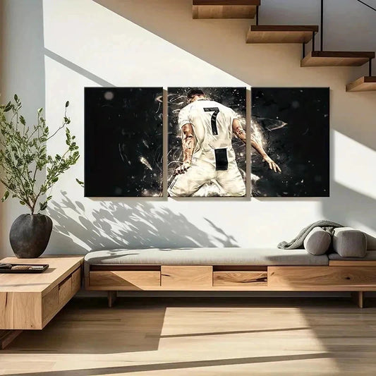 3pcs C. Ronaldo Dynamic Celebration Design Wall Art Set Canvas Framed 40x60cm - High Quality Print 100% Australian Made Wall Canvas Ready to Hang