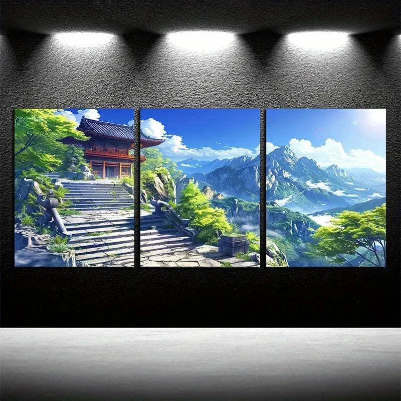 3pcs Vibrant Stairs to the Sky Metal Print Ready to Hang Art - Bella Home Decor