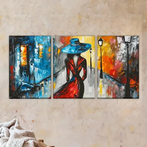 3pcs Red abstract ballet dancer Wall Art Set Canvas Unframed - High Quality Print 100% Australian Made Wall Canvas
