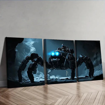 3pcs Featuring Large Mechanical Spiders Wall Art Canvas Unframed - High Quality Print 100% Australian Made Wall Canvas