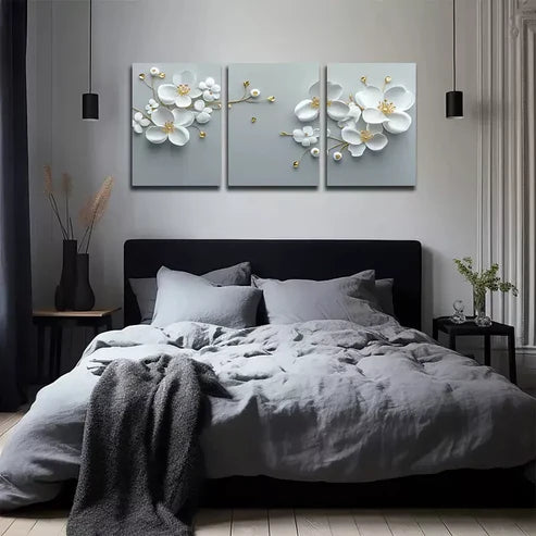 3pcs Three-Dimensional Plum Blossoms Wall Art Set Canvas Unframed - High Quality Print 100% Australian Made Wall Canvas