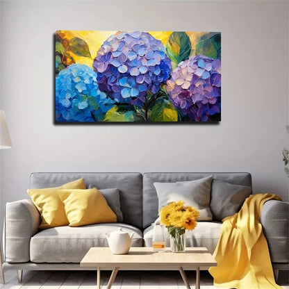 Purple Hydrangea Worth Wall Art Canvas Office Home Room Framed 120x60cm