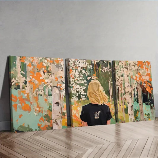 3pcs Spring forest Nature Trees Wall Art Set Canvas Framed 40x60cm - High Quality Print 100% Australian Made Wall Canvas Ready to Hang