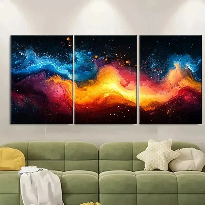 3pcs Reds Blues Yellows Modern EO  Wall Art Set Canvas1 Framed 40x60cm - High Quality Print 100% Australian Made Wall Canvas Ready to Hang