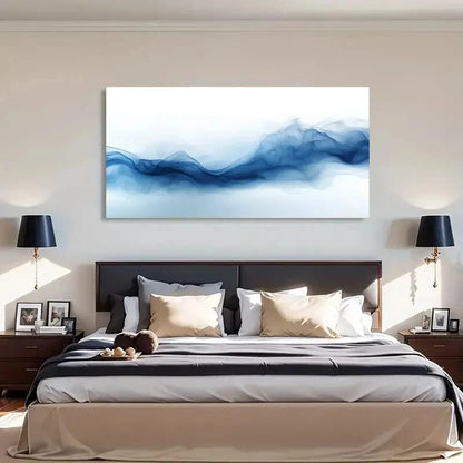 Modern Blue & Grey Textured Wall Art Canvas Office Home Room Framed 120x60cm - Bella Home Decor