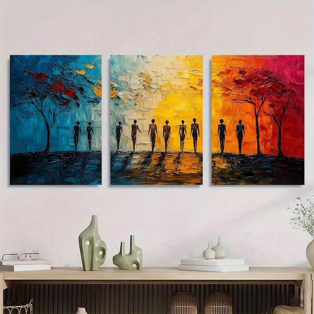 3pcs Abstract Painting African Metal Print Ready to Hang Art - Bella Home Decor