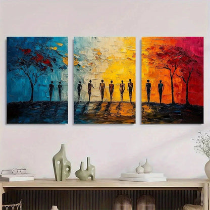 3pcs Abstract Painting African Metal Print Ready to Hang Art - Bella Home Decor