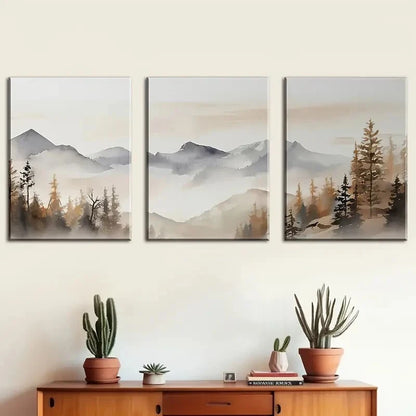 3pcs Abstract Forest Landscape Natural Scenery Metal Print Ready to Hang Art - Bella Home Decor