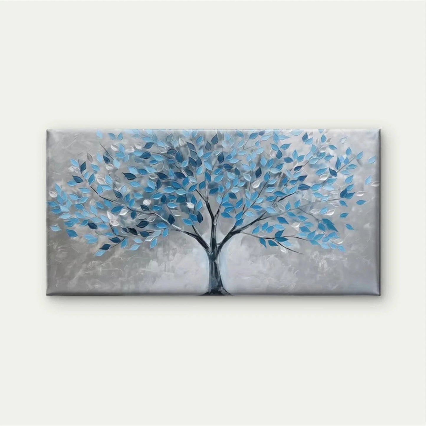 Blue &Leaf Design Abstract Tree Wall Art Canvas Office Home Room Framed 120x60cm