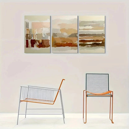 3pcs Abstract Warm Tones Design Metal Print Ready to Hang Art - Bella Home Decor