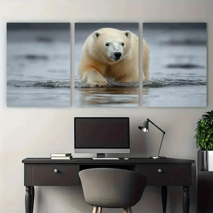 3pcs Polar Bear Wildlife Photography Nature Scene Metal Print Ready to Hang Art - Bella Home Decor