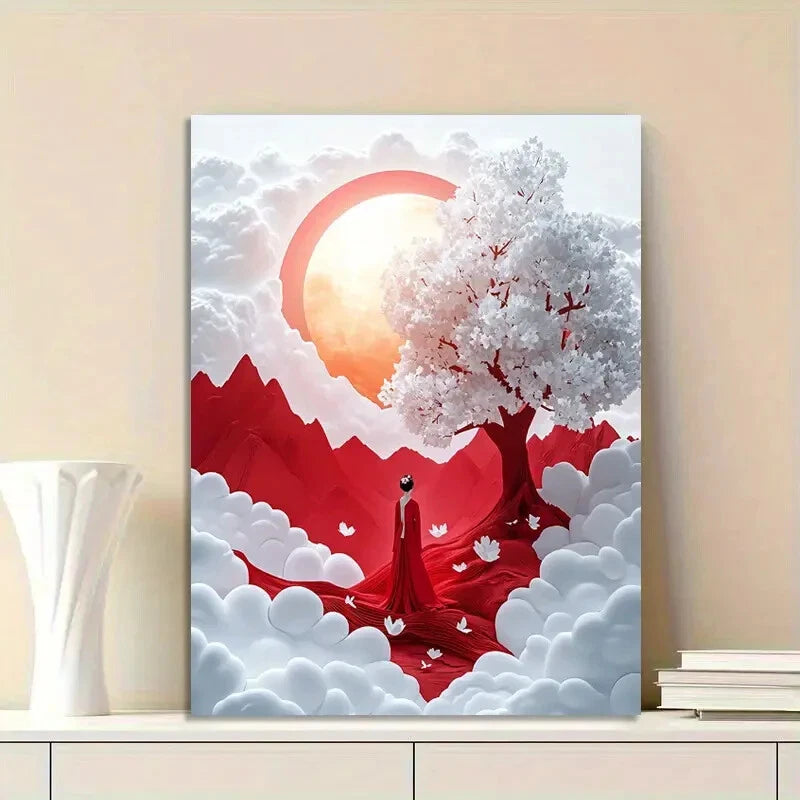 Young Japanese Woman Stands in Front of an Enormous  40x60cm Metal Print Ready to Hang