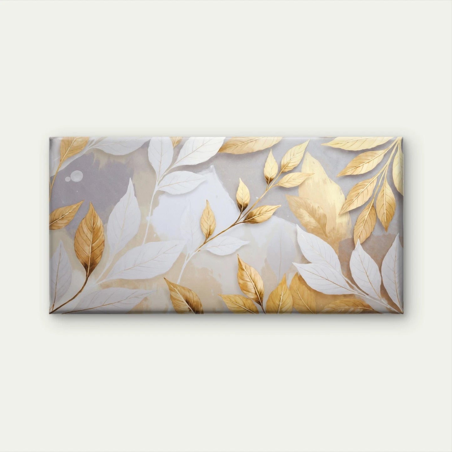 Golden Abstract Leaf Texture Wall Art Canvas Office Home Room Framed 120x60cm - Bella Home Decor