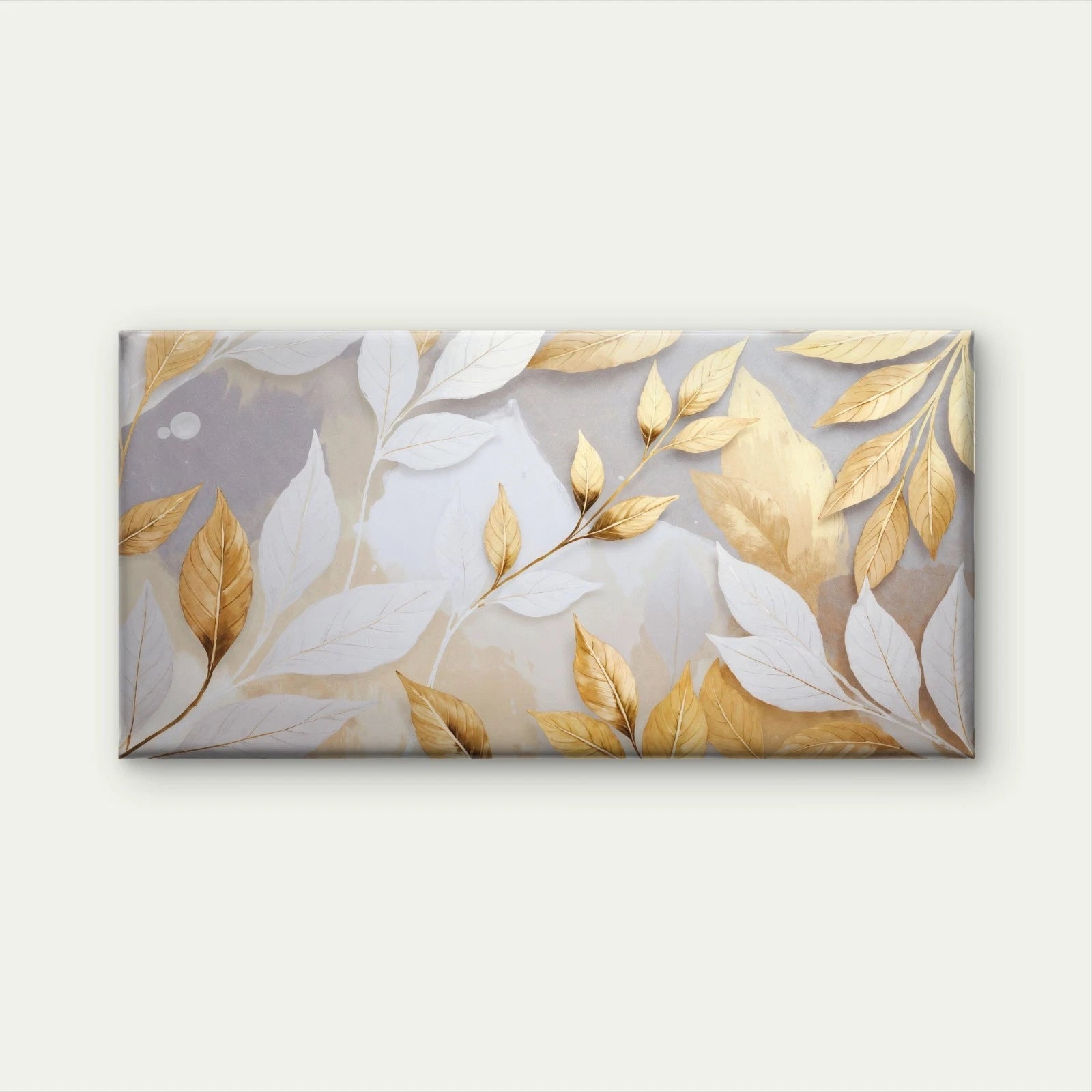 Golden Abstract Leaf Texture Wall Art Canvas Office Home Room Framed 120x60cm - Bella Home Decor