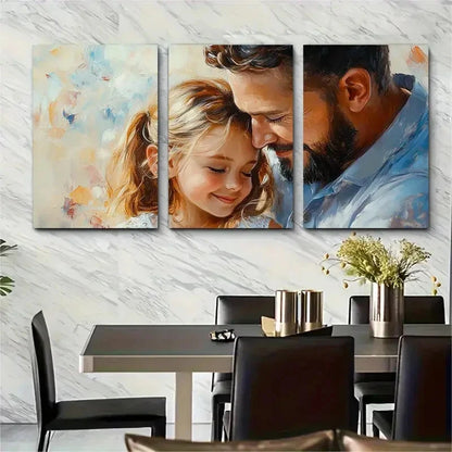 3pcs Lovely Father And Daughter O Wall Art Set Canvas Framed 50x70cm - High Quality Print 100% Australian Made Wall Canvas Ready to Hang
