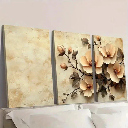 3pcs Botanical Illustrations in Sepia Tones Wall Art Set Canvas Unframed - High Quality Print 100% Australian Made Wall Canvas