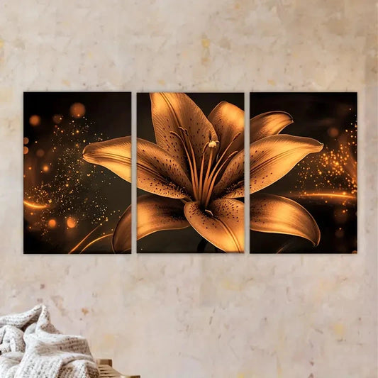 3pcs A flower with a black background Wall Art Set Canvas Framed 60x90cm - High Quality Print 100% Australian Made Wall Canvas Ready to Hang