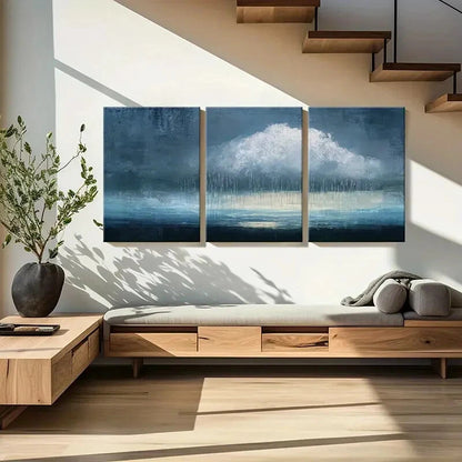 3pcs Abstract Rain Cloud Landscape Poster Art Metal Print Ready to Hang Art - Bella Home Decor